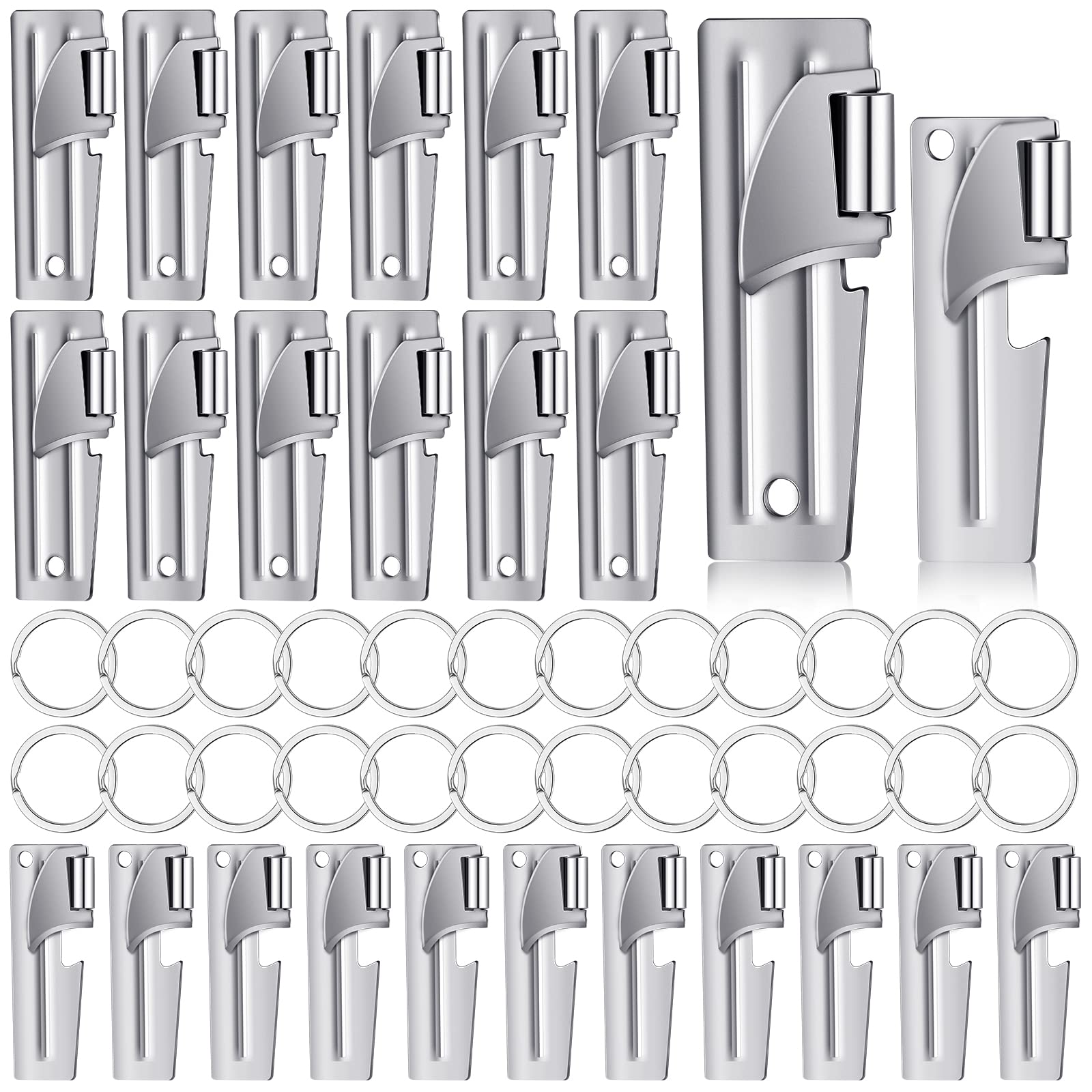 Eaasty P-38 and P-51 military-style can openers with rings for outdoor use.