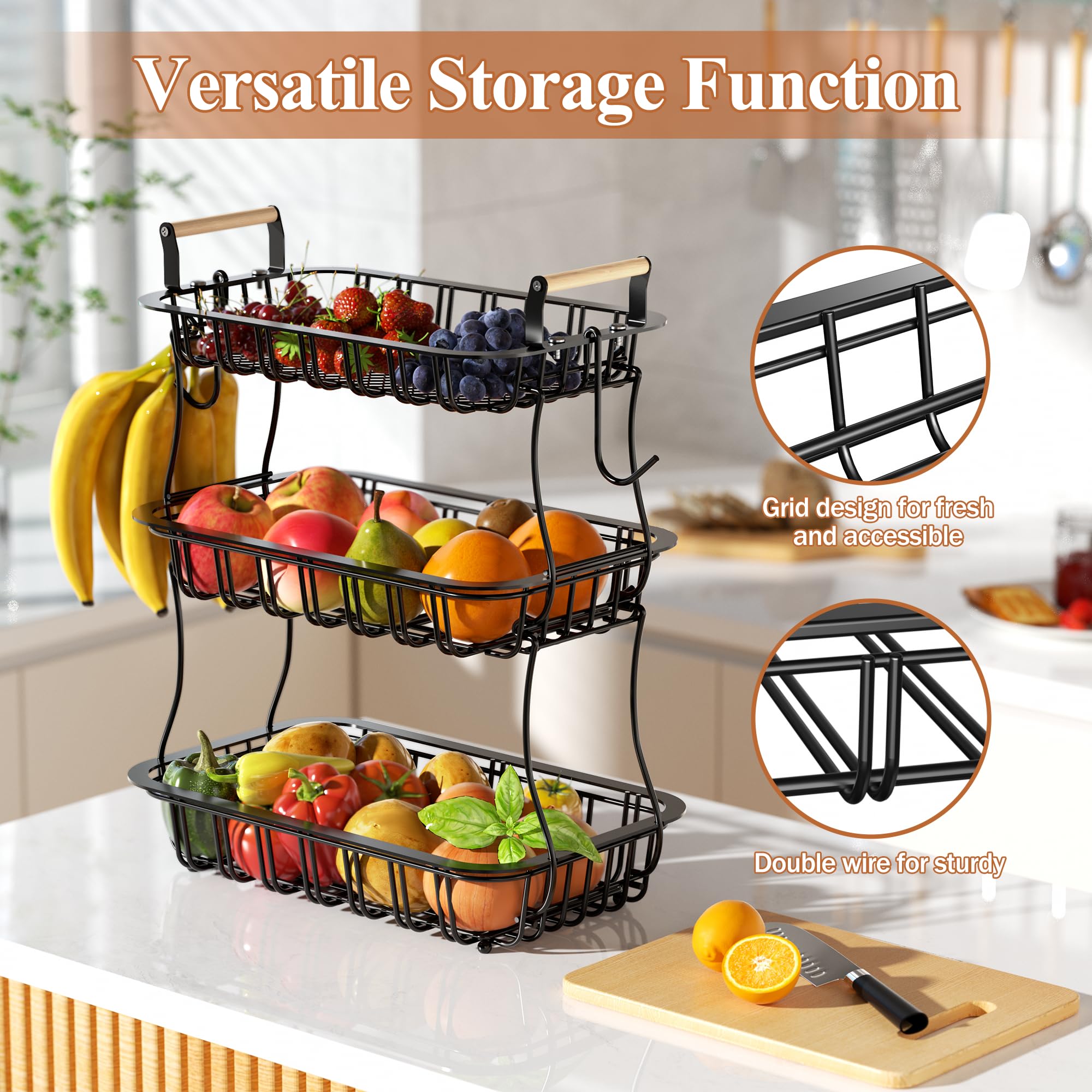 EACONPT banana hooks keep fruit organized and off the counter.