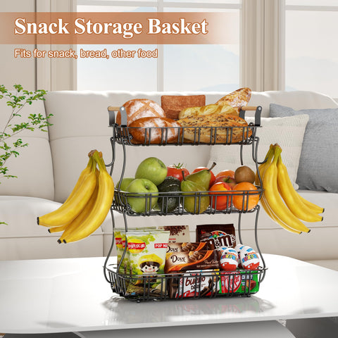 EACONPT black fruit basket complements modern kitchens while maximizing space.