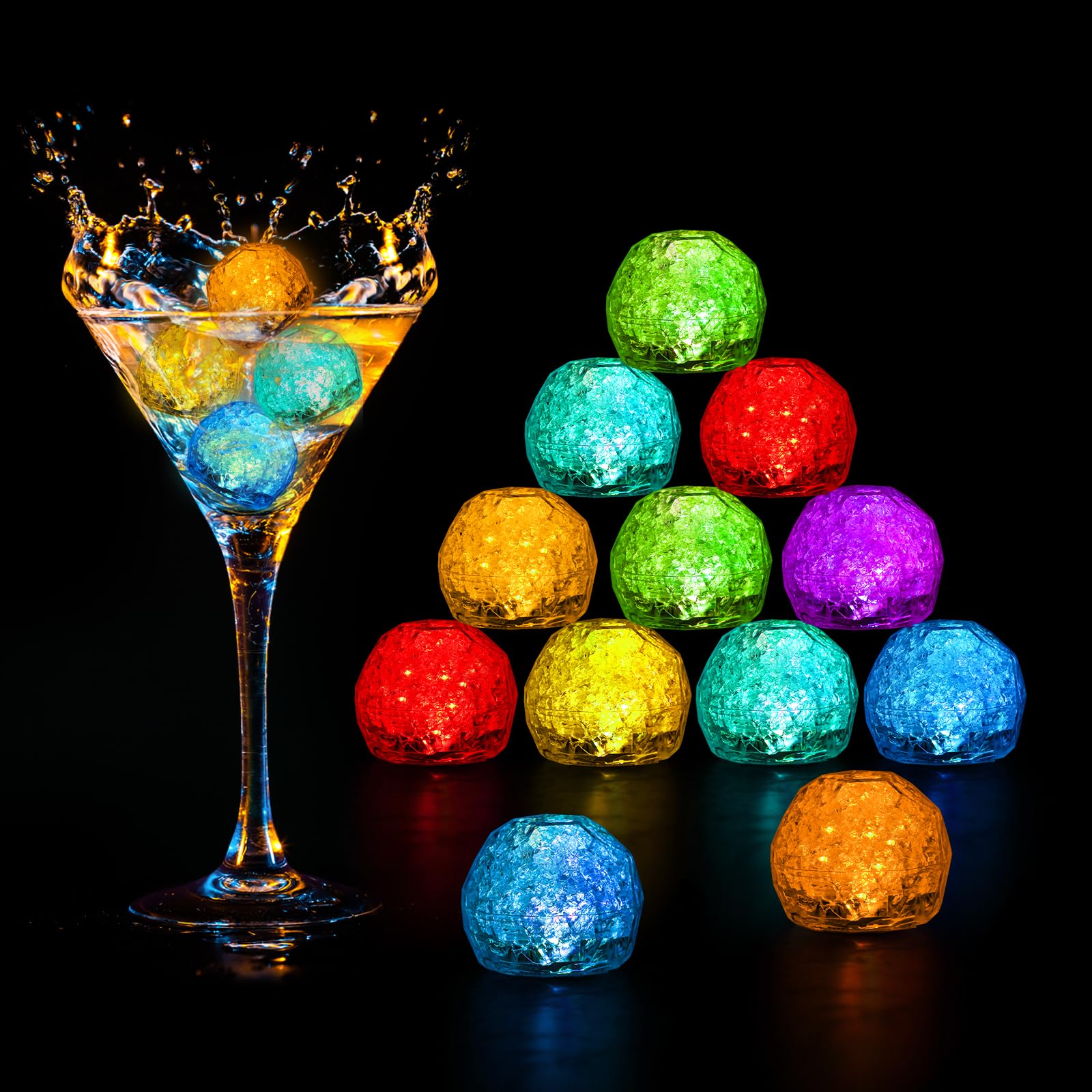 EAFIFRWAP light-up ice cubes brighten glasses with vibrant glow for parties.