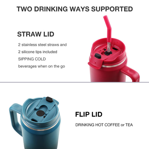 EALGRO 2-in-1 lid with straw and flip-top, versatile sipping options.