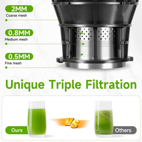 EanOruus juicer with 50rpm motor minimizes heat for nutrient preservation