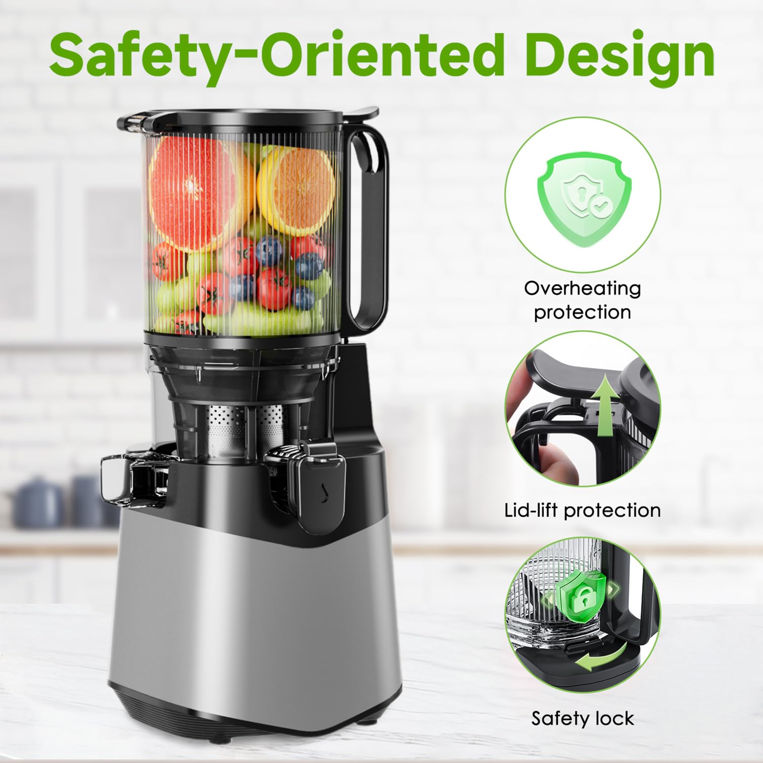 EanOruus compact dark grey juicer fits a busy kitchen