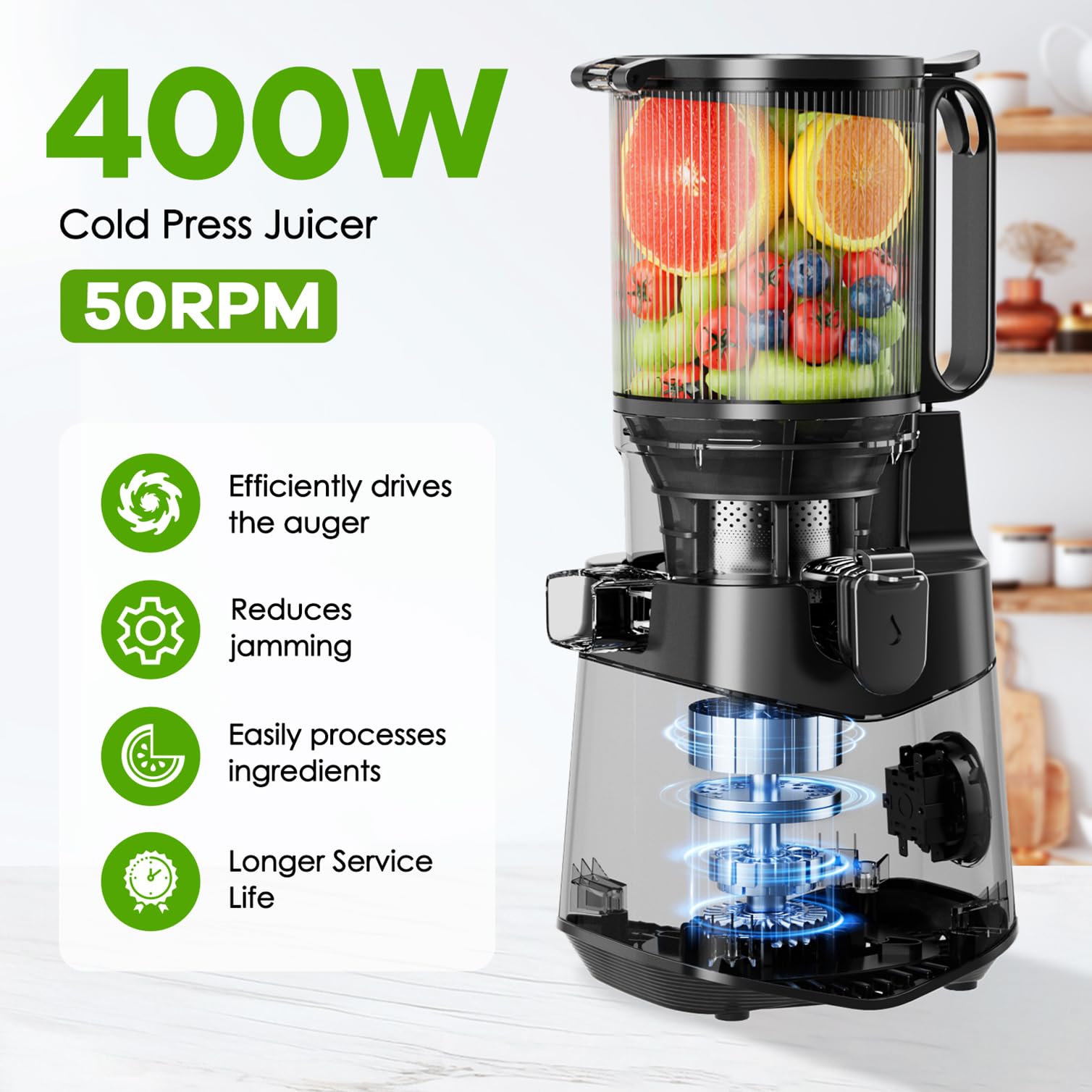EanOruus juicer 5-8 inch feed chute handles whole produce