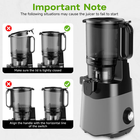 EanOruus juicer reverse mechanism clears clogs during fibrous juicing