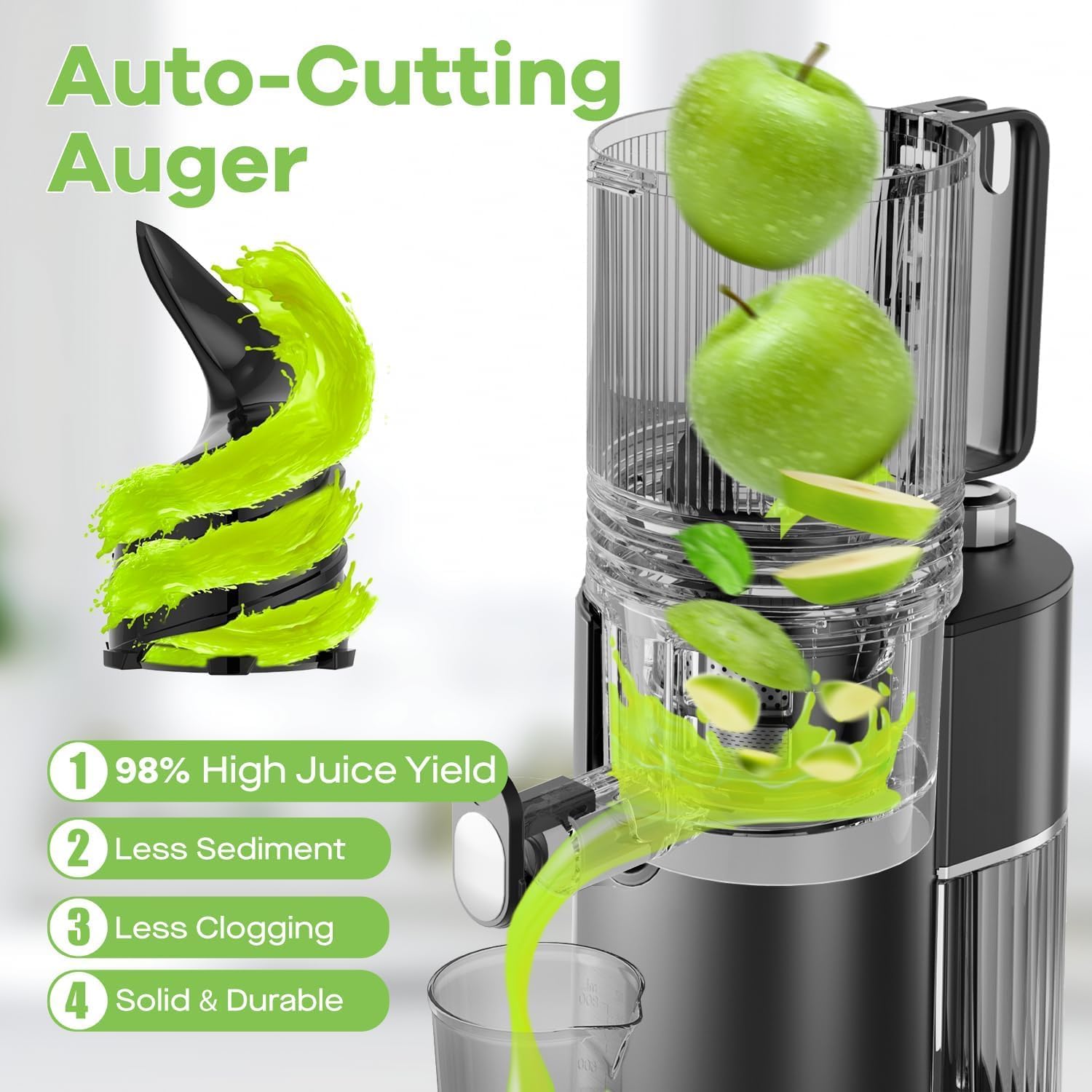 EanOruus 400W motor detail highlighting efficient power for rich juice
