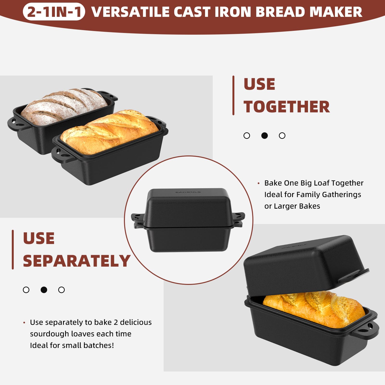 EAOENLS loaf pan lid on, demonstrating Dutch oven style moisture lock for tender crumb.