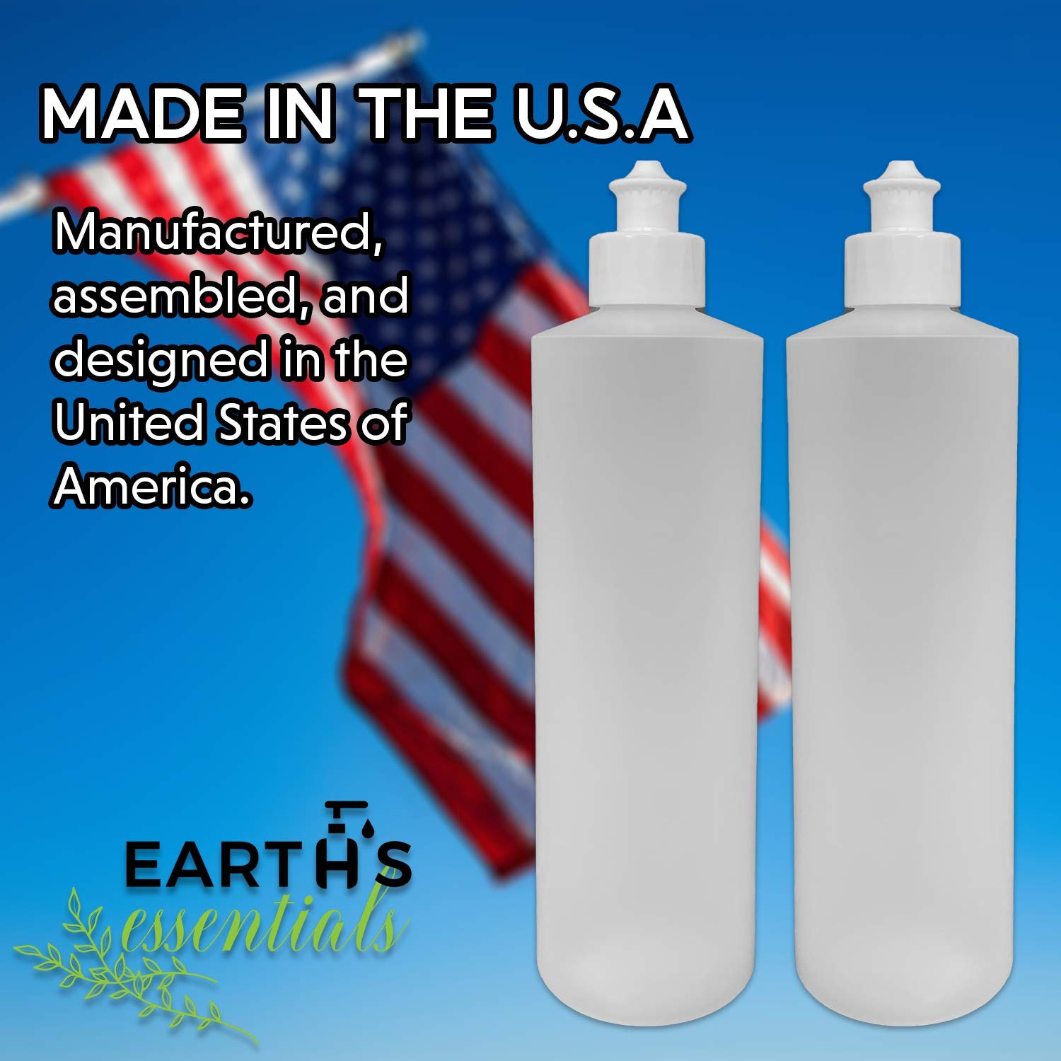 Earth's Essentials 16oz bottle standing at 8.5 inches tall for easy storage.