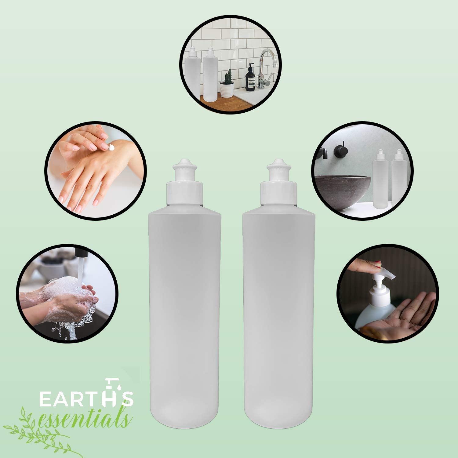 Earth's Essentials BPA-free HDPE bottle with translucent view aids monitoring contents.