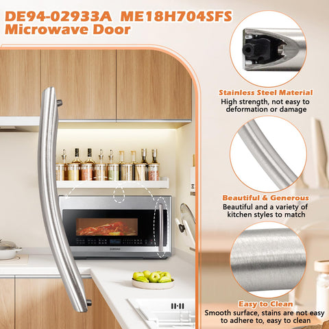 Earthtec ME18H704SFS door handle close-up with smooth stainless finish