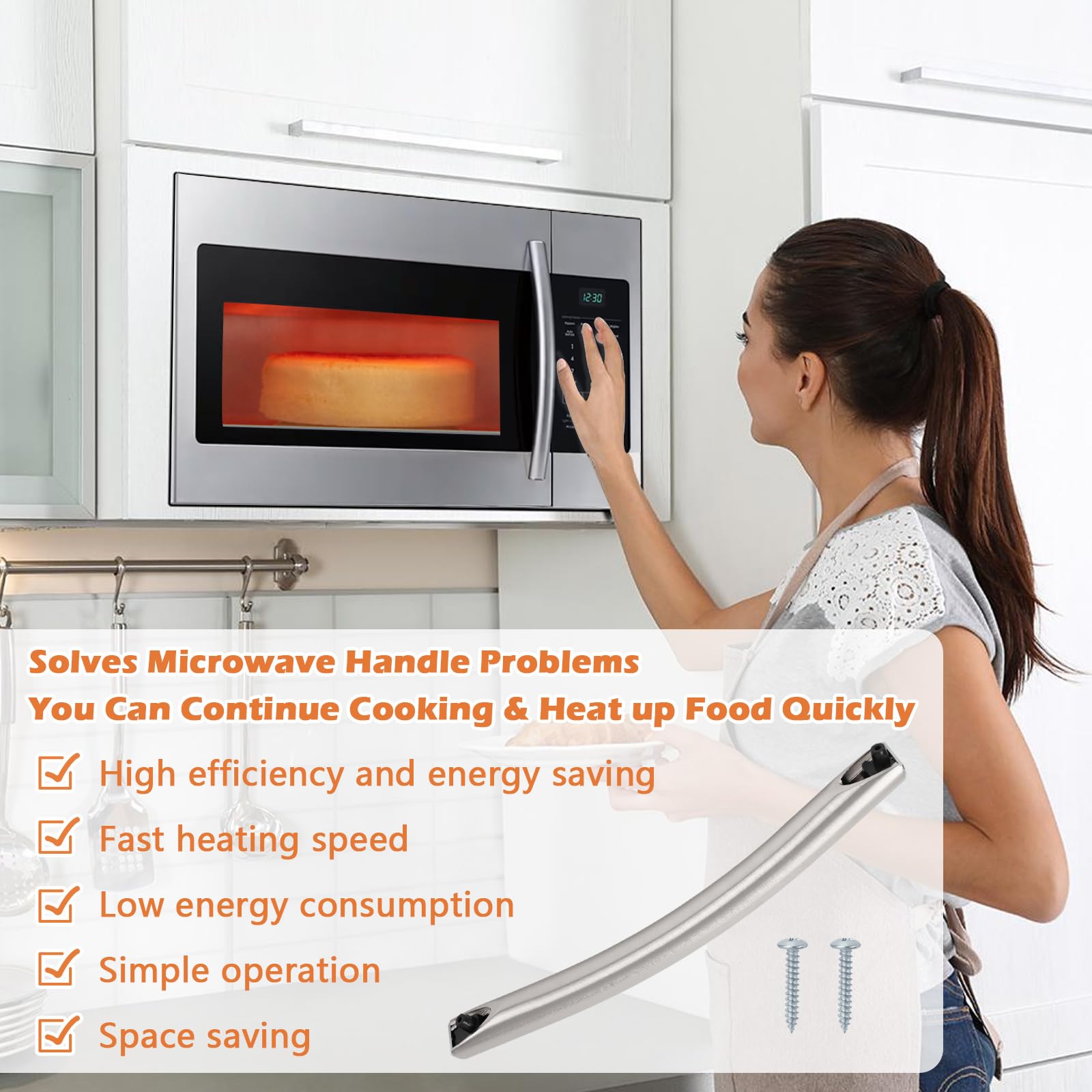 Earthtec stainless steel surface on Samsung microwave door handle for premium look