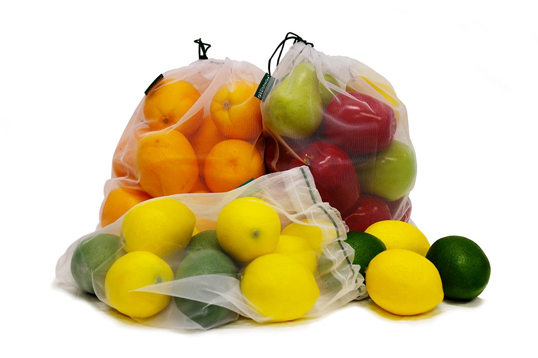 Earthwise versatile mesh bag doubles as snack or toy storage.