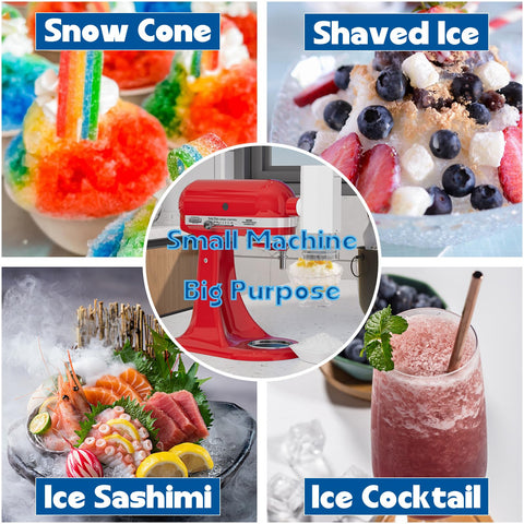 Eight ice molds provide a steady supply of shaved ice for batches.