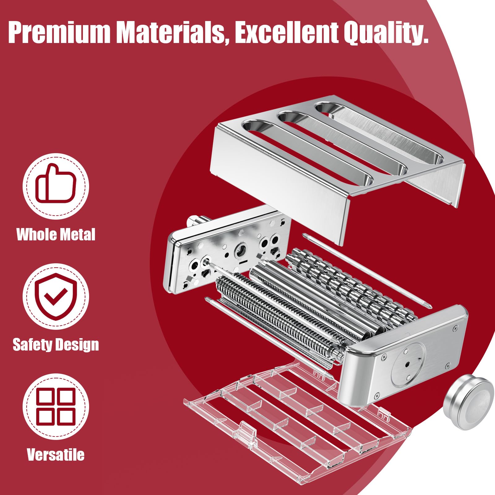 Eascandy linguine cutter close-up, precise cuts for delicate sauces.