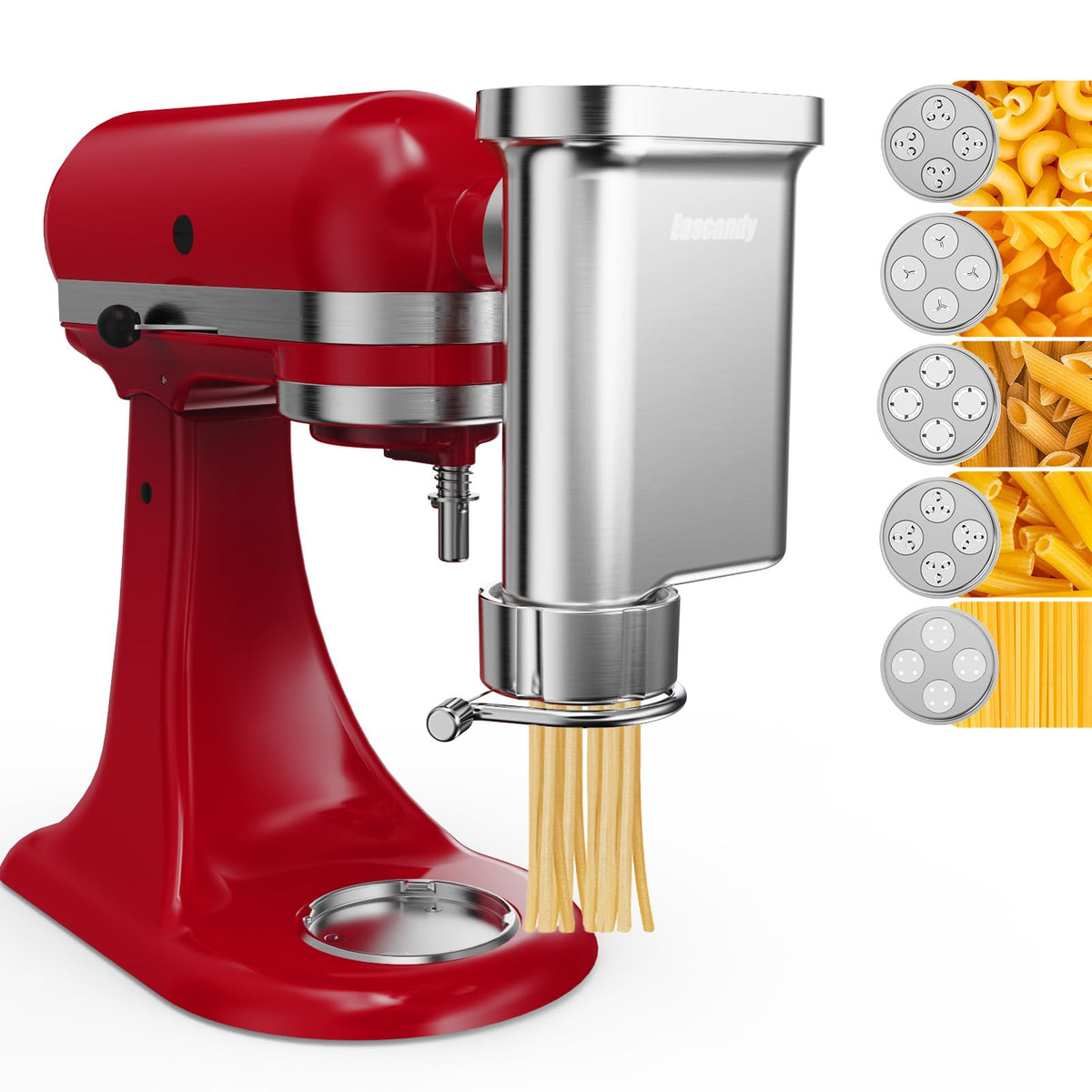 Eascandy Metal Gourmet Pasta Press assembly shows durable construction for home pasta making.
