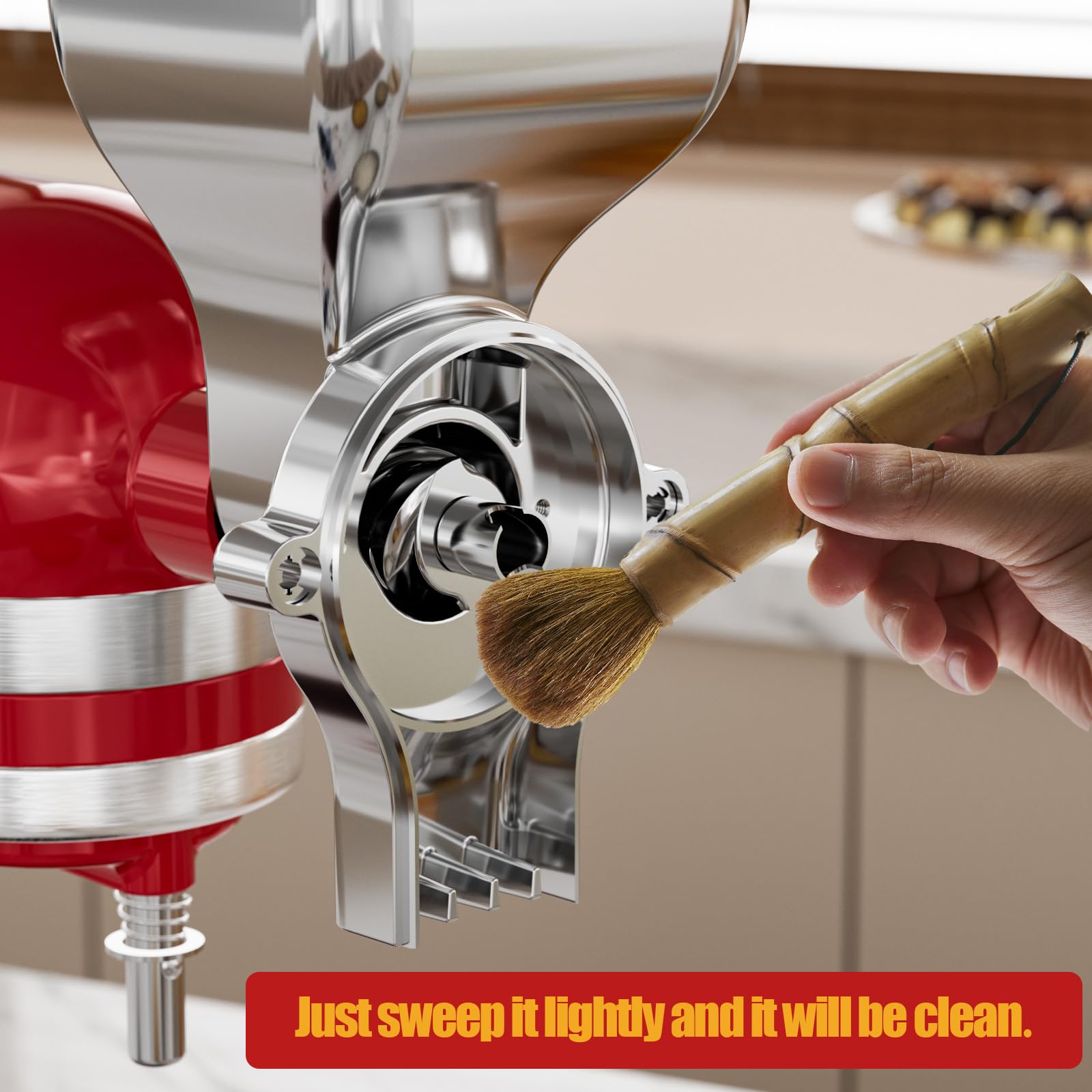 Eascandy removable chamber and brush simplify cleaning after milling.