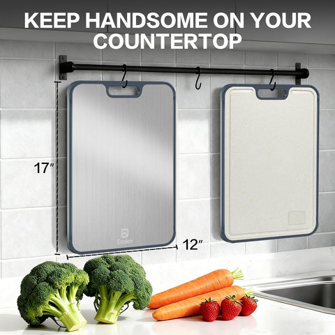 Easierr easy rinse design simplifies cleanup after meal prep on this board.