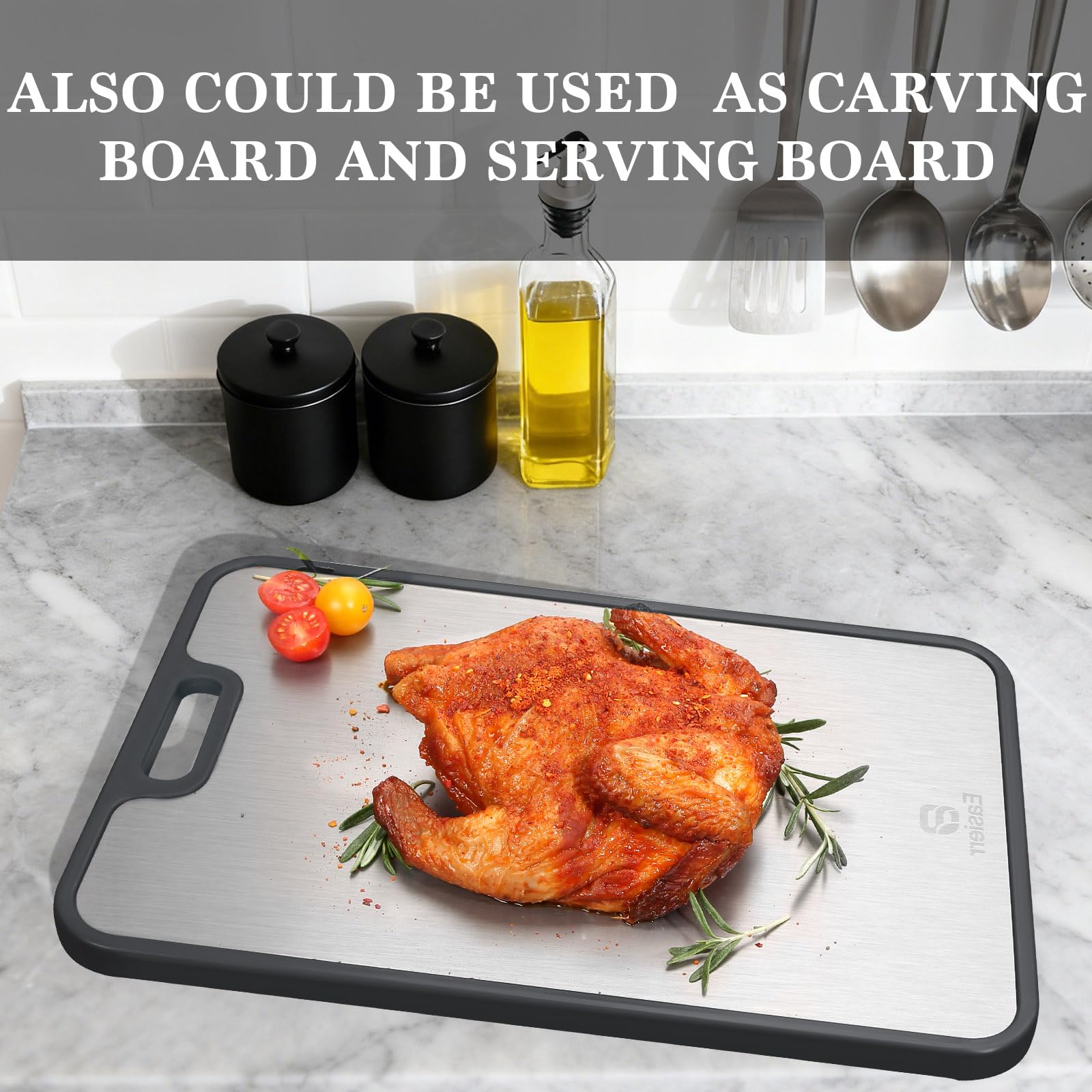Easierr titanium surface resists knife marks for lasting sharpness during cuts.