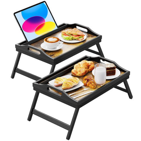 Easoger breakfast in bed tray with folding legs for easy dining in bed.