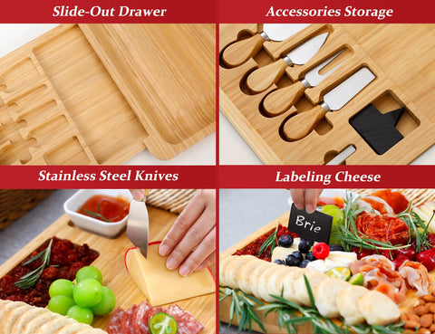 Easoger charcuterie tools set with four knives for easy serving.