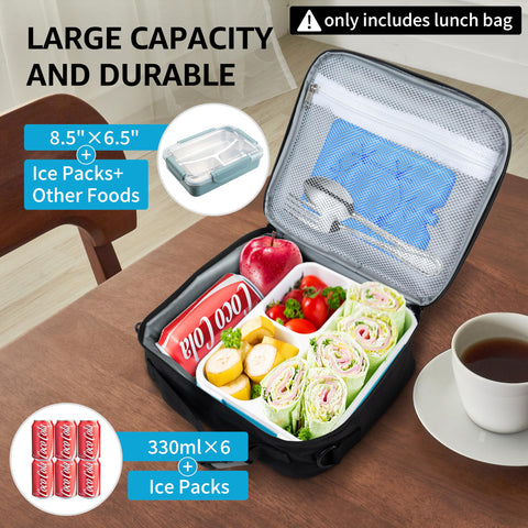 Large-capacity Easozoom lunch bag fits most single-layer lunch boxes.