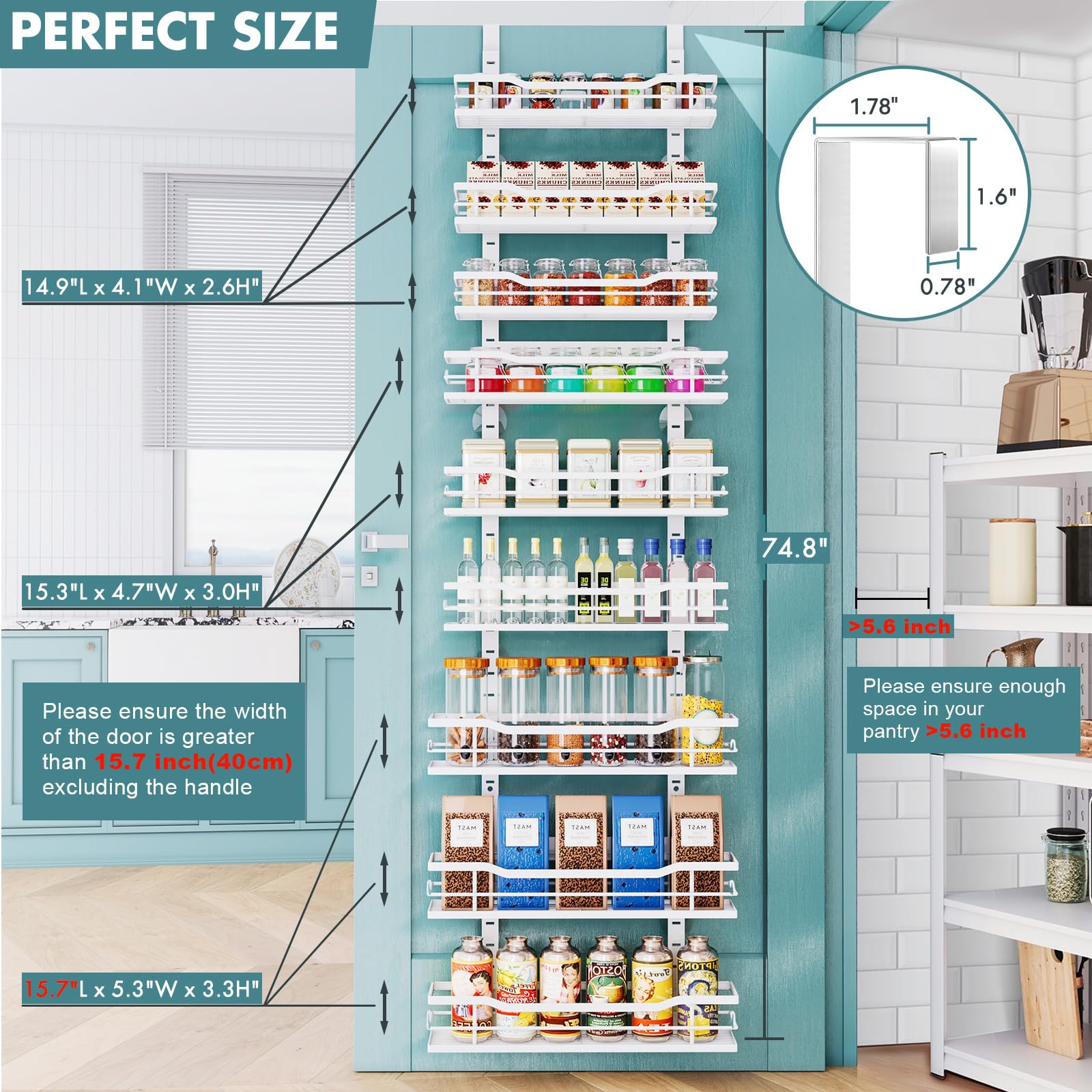 Eastherry adjustable baskets enabling versatile spice and jar storage.