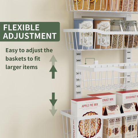 Eastherry adjustable baskets demonstrate customizable height for various items.