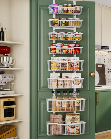 Eastherry front view of the over-the-door organizer with space-saving adjustable baskets.