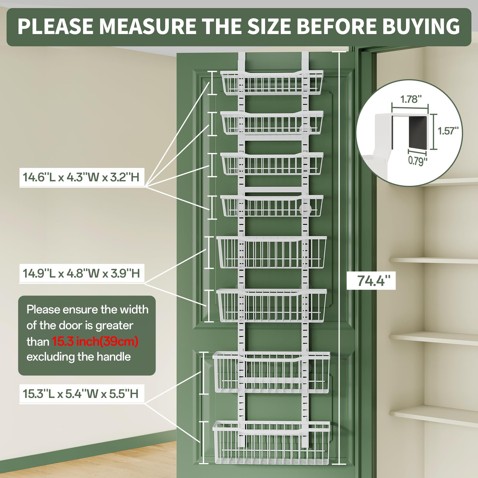 Eastherry on a pantry door showing compact storage and easy access.