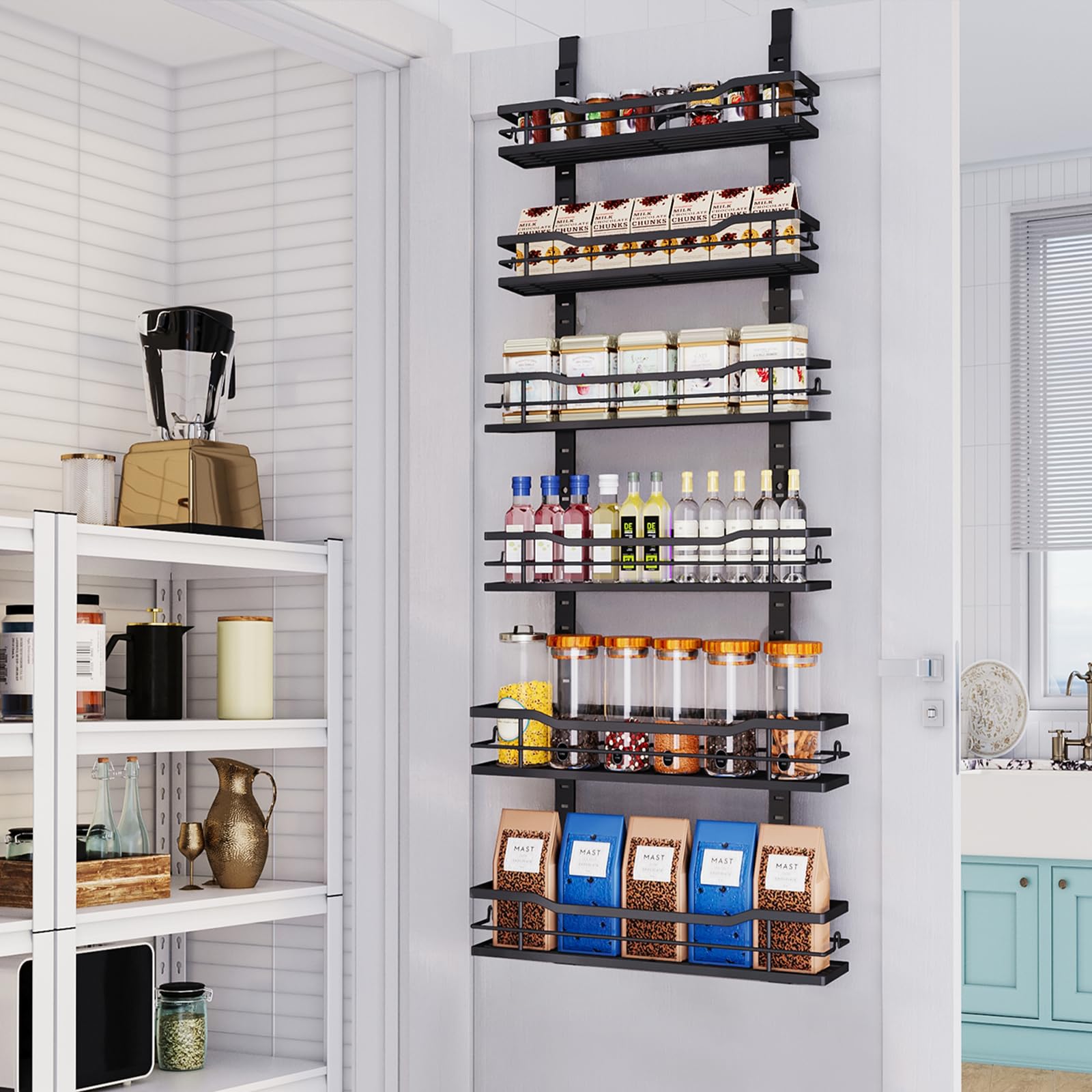 Eastherry over-the-door pantry organizer with six adjustable baskets.