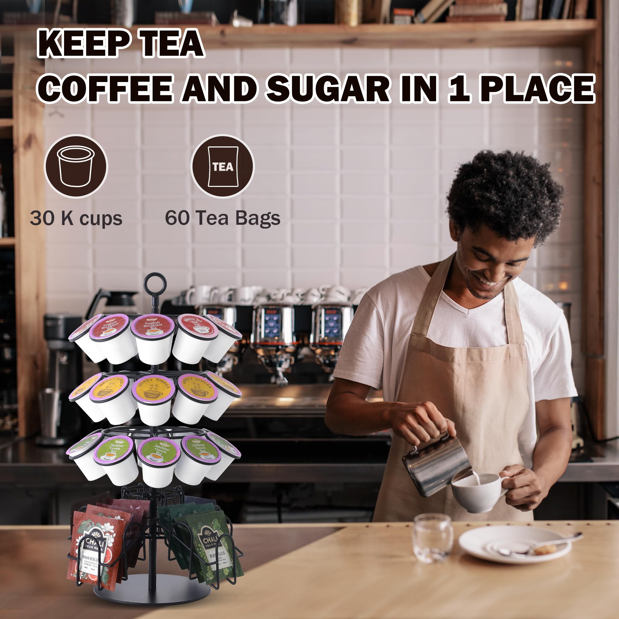 Eastsign tea bag organizer stand keeps bags neat and within reach