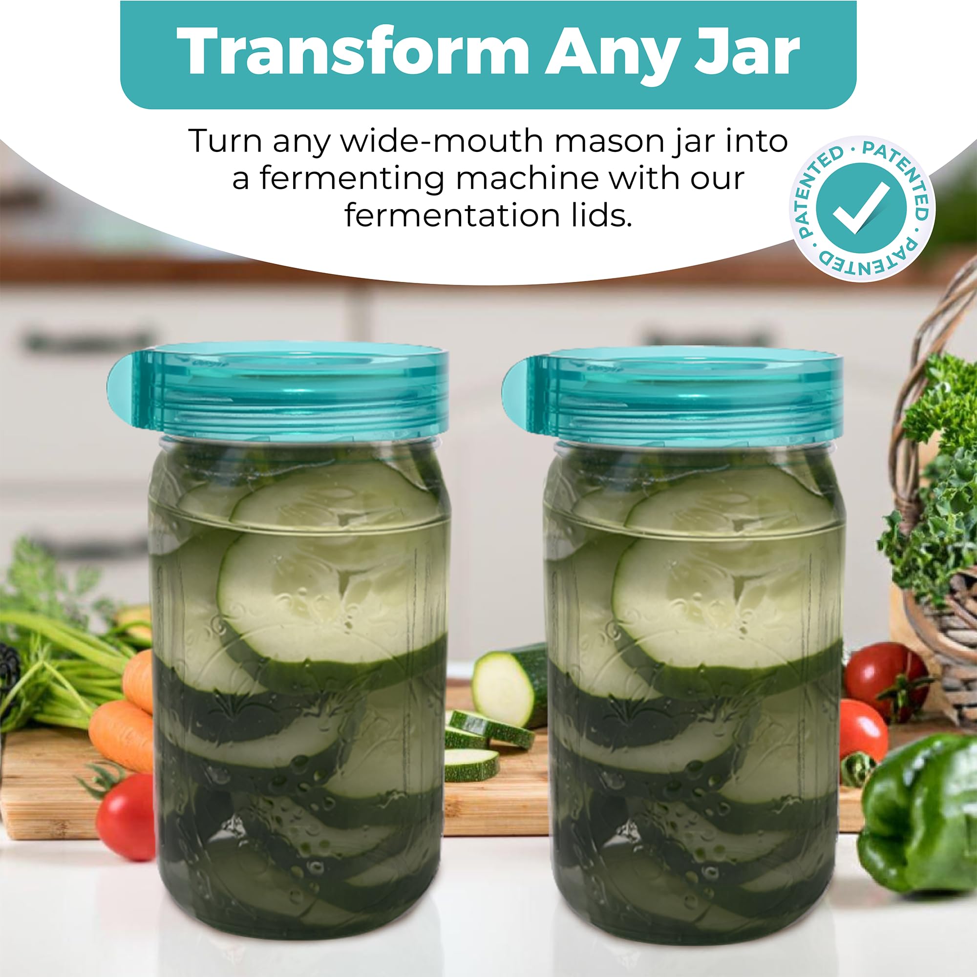 Sauerkraut jar ready with Easy Fermenter lid kit