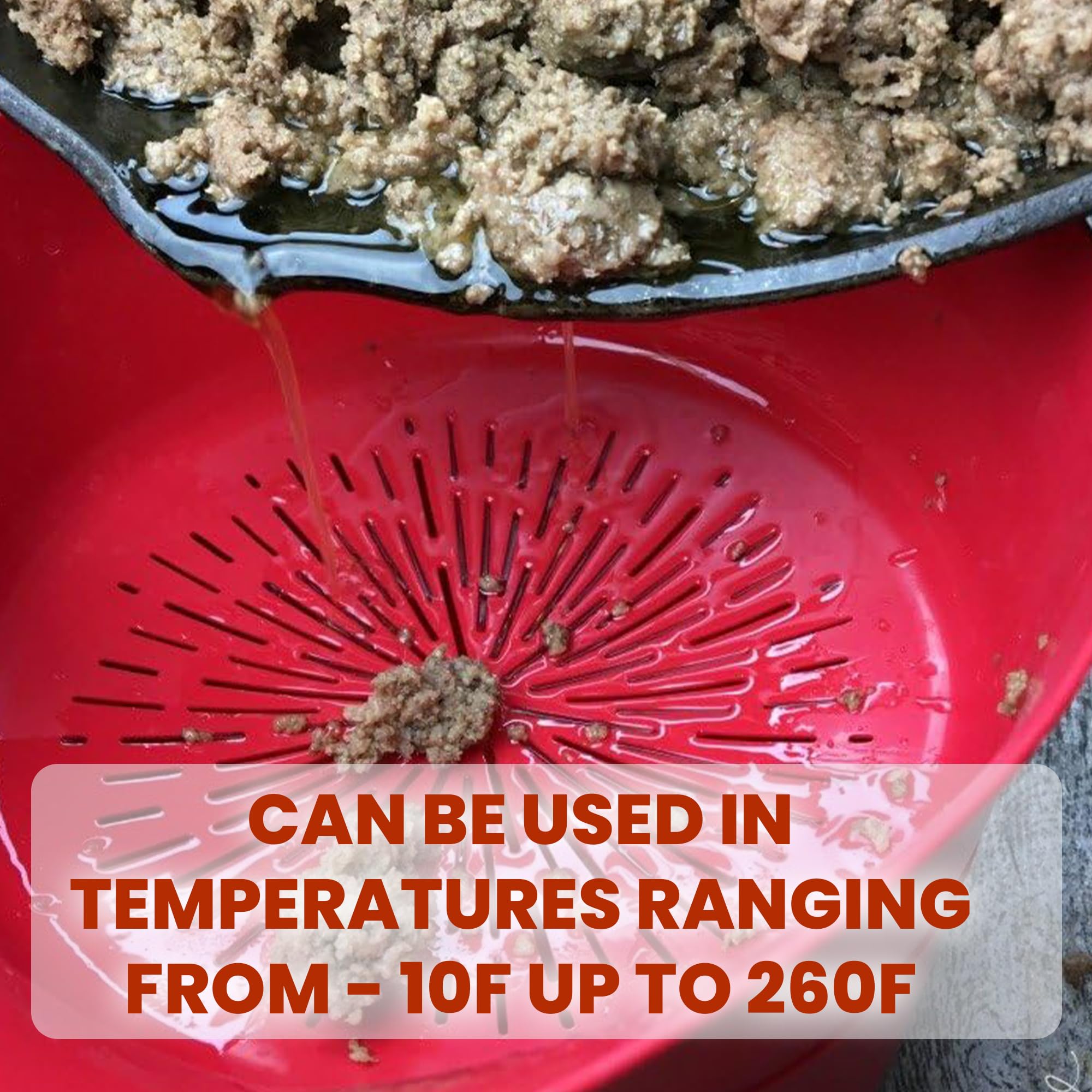 Easy Greasy catch-bowl colander offers organized grease separation during cooking