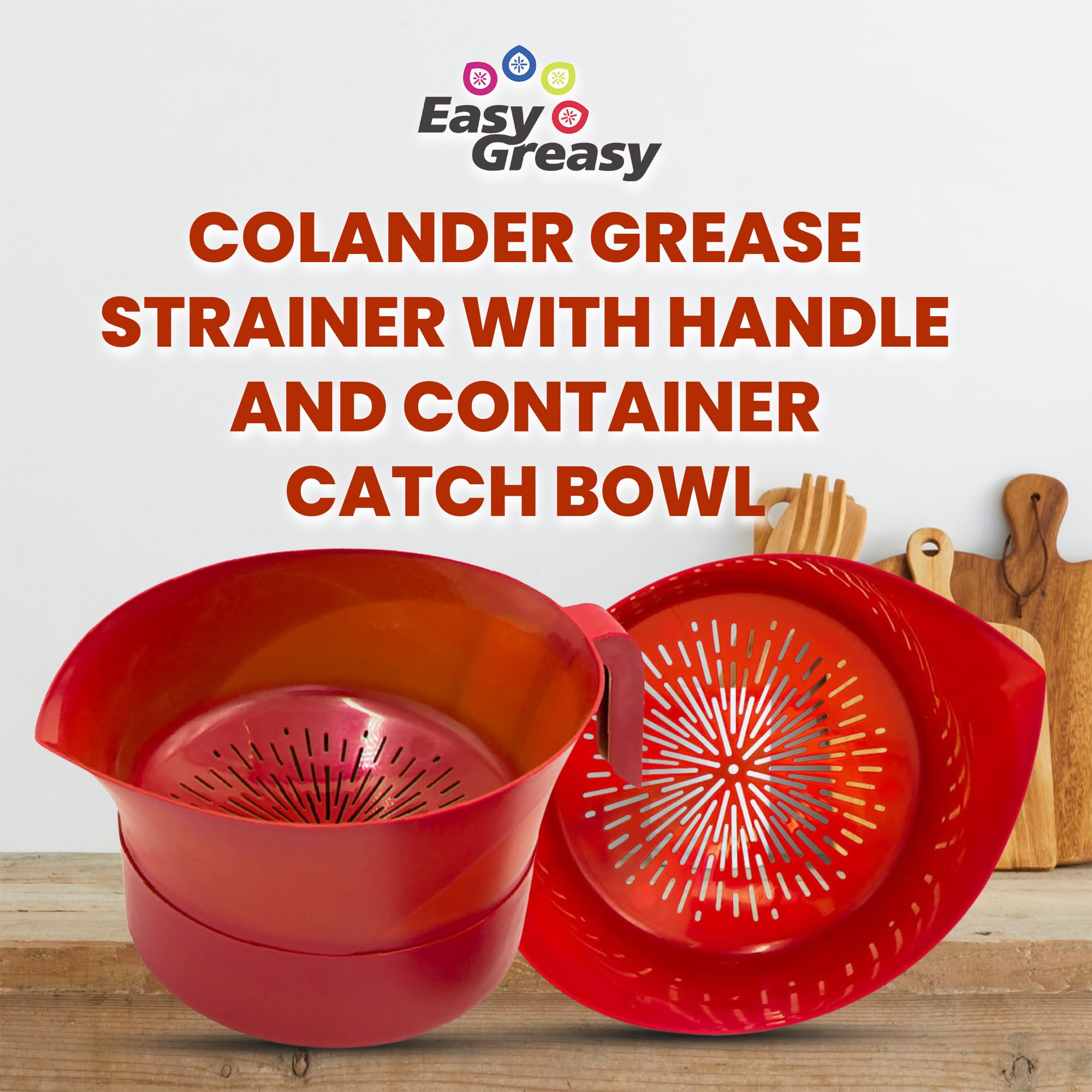 Easy Greasy 3-piece colander set for rinsing produce and draining pasta