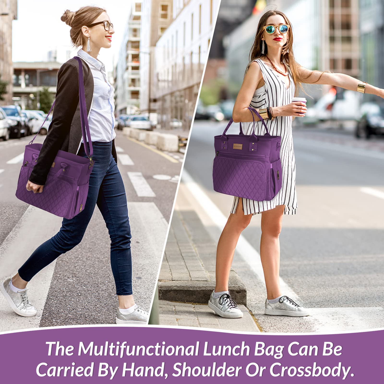 EASYA Lumina Purple lunch bag in use for work or campus meals