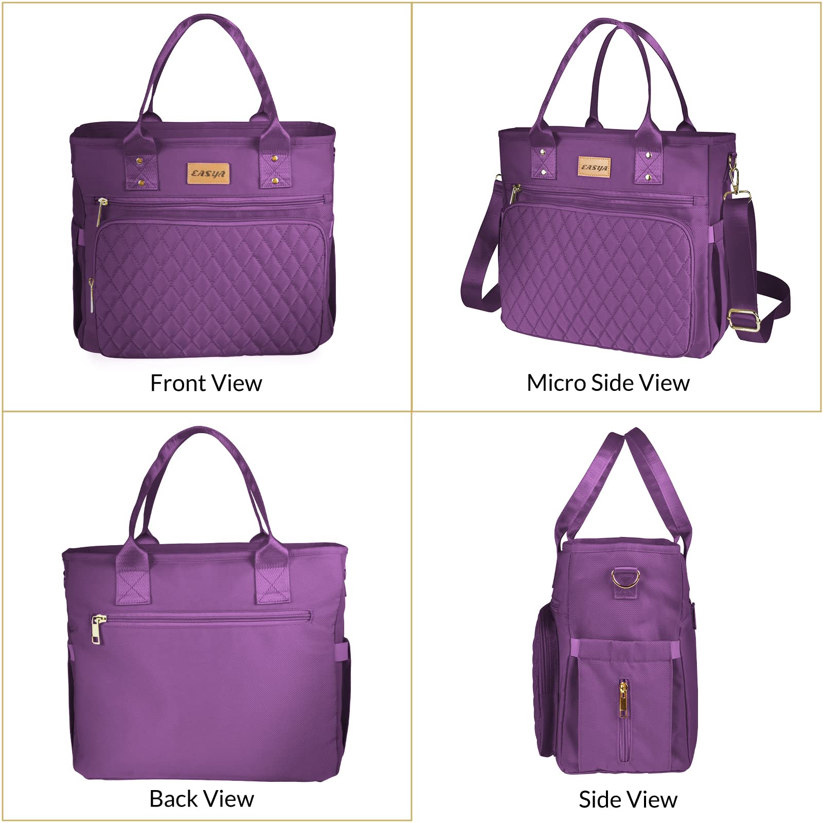 Adjustable shoulder strap on EASYA Lumina Purple bag for hands-free carrying