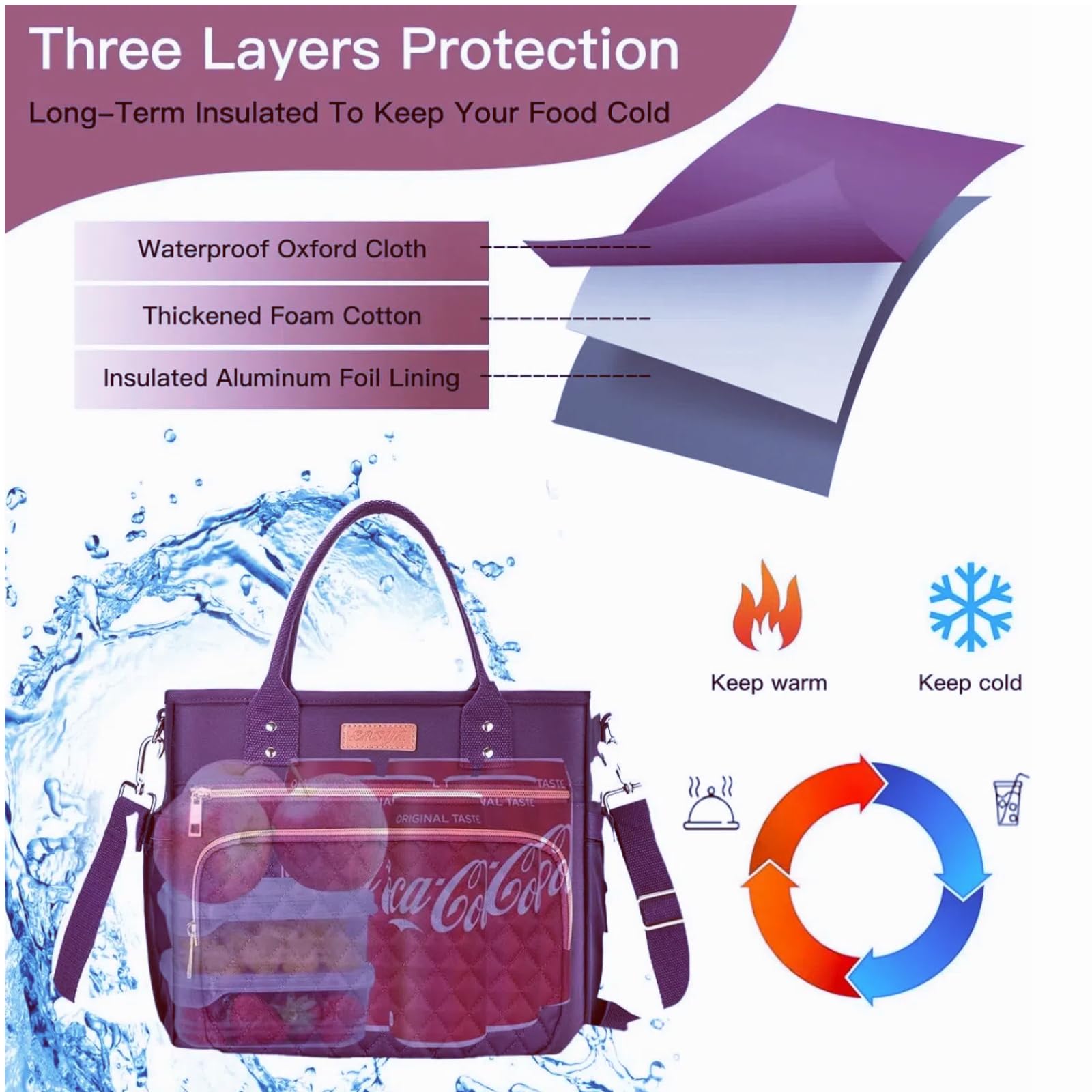 EASYA Mirage Purple soft carry handle with detachable strap for versatile daily use.