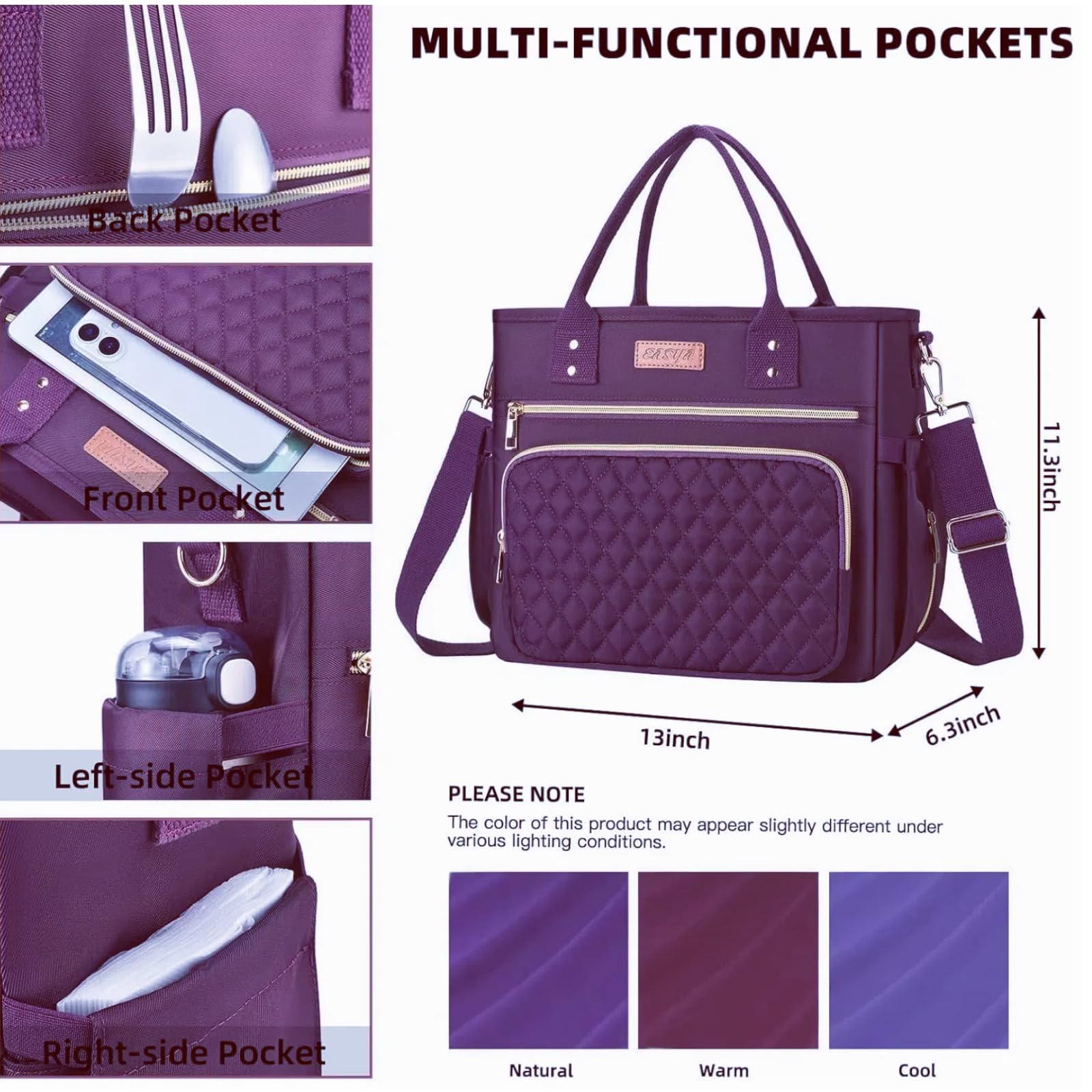 EASYA Mirage Purple wide-opening zipper for easy packing and access.