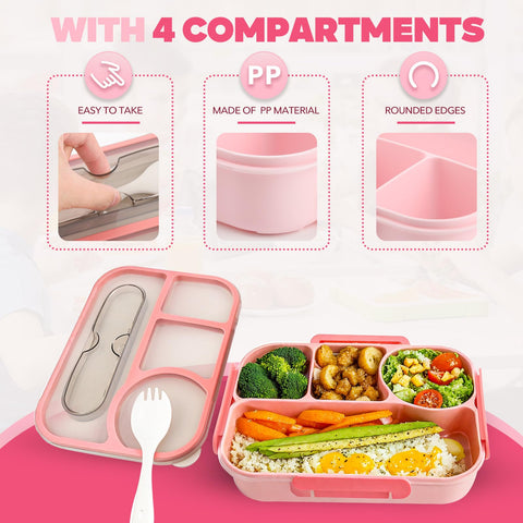 EasyFun pink bento is dishwasher-safe for effortless post-meal cleanup.