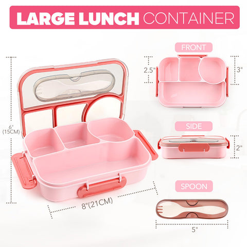 EasyFun pink four-compartment bento box for diverse lunches on the go.