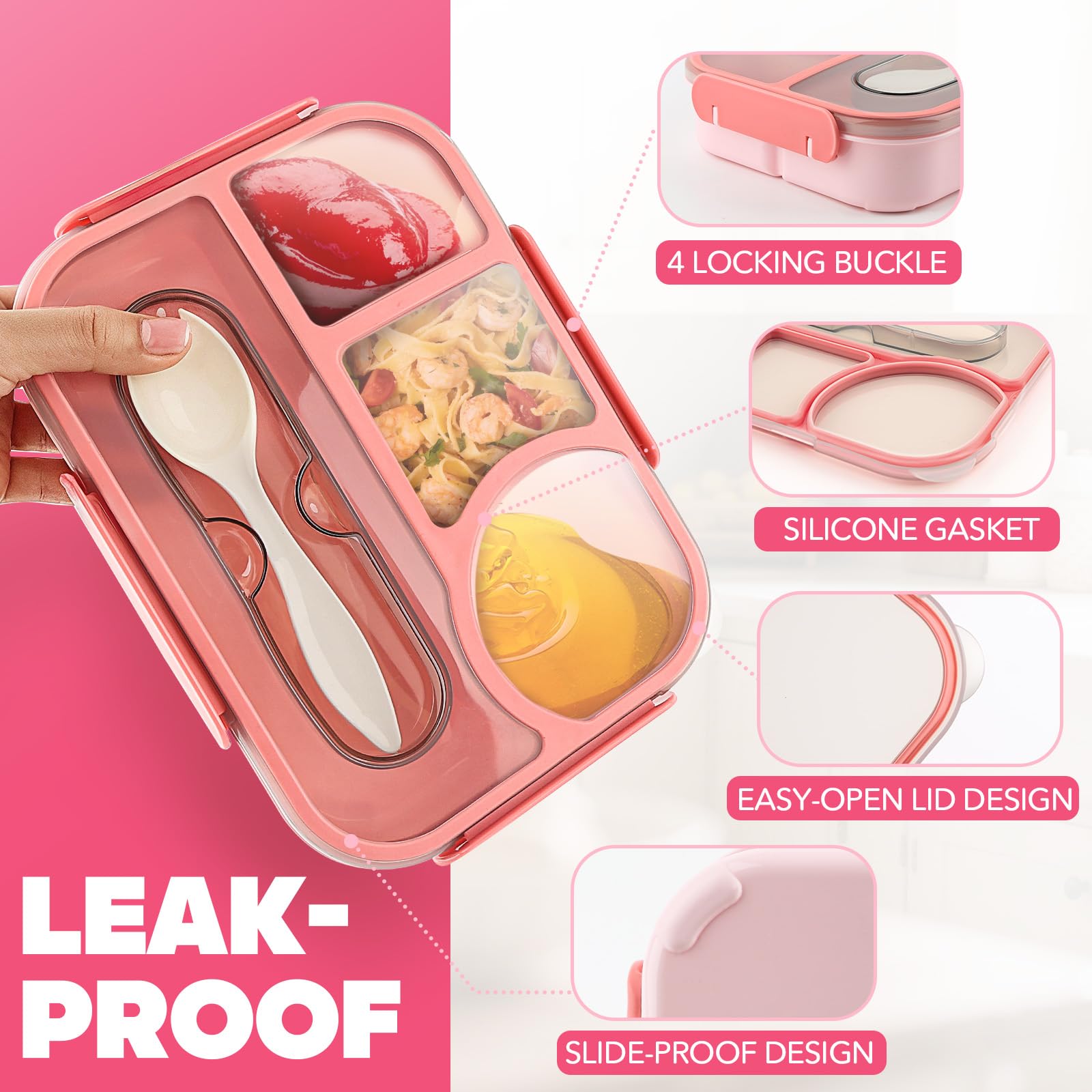 EasyFun pink silicone gasket detail supports an all-around seal against leaks.