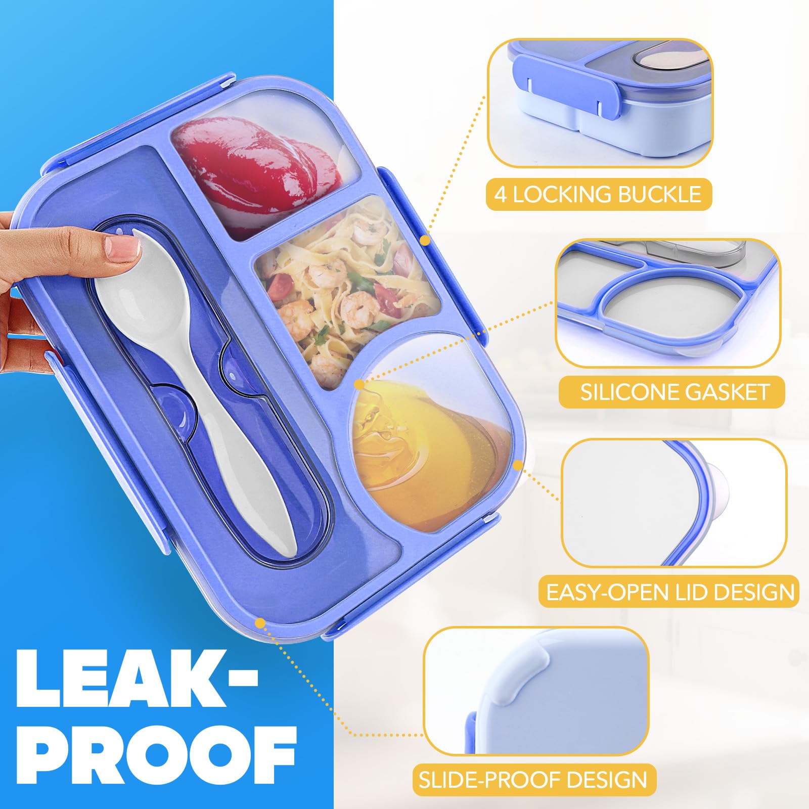 EASYFUN box lid with silicone gasket resists leaks during transport.