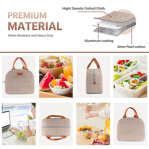 EASYFUN lunch bag aluminum lining is easy to wipe and odor-free.