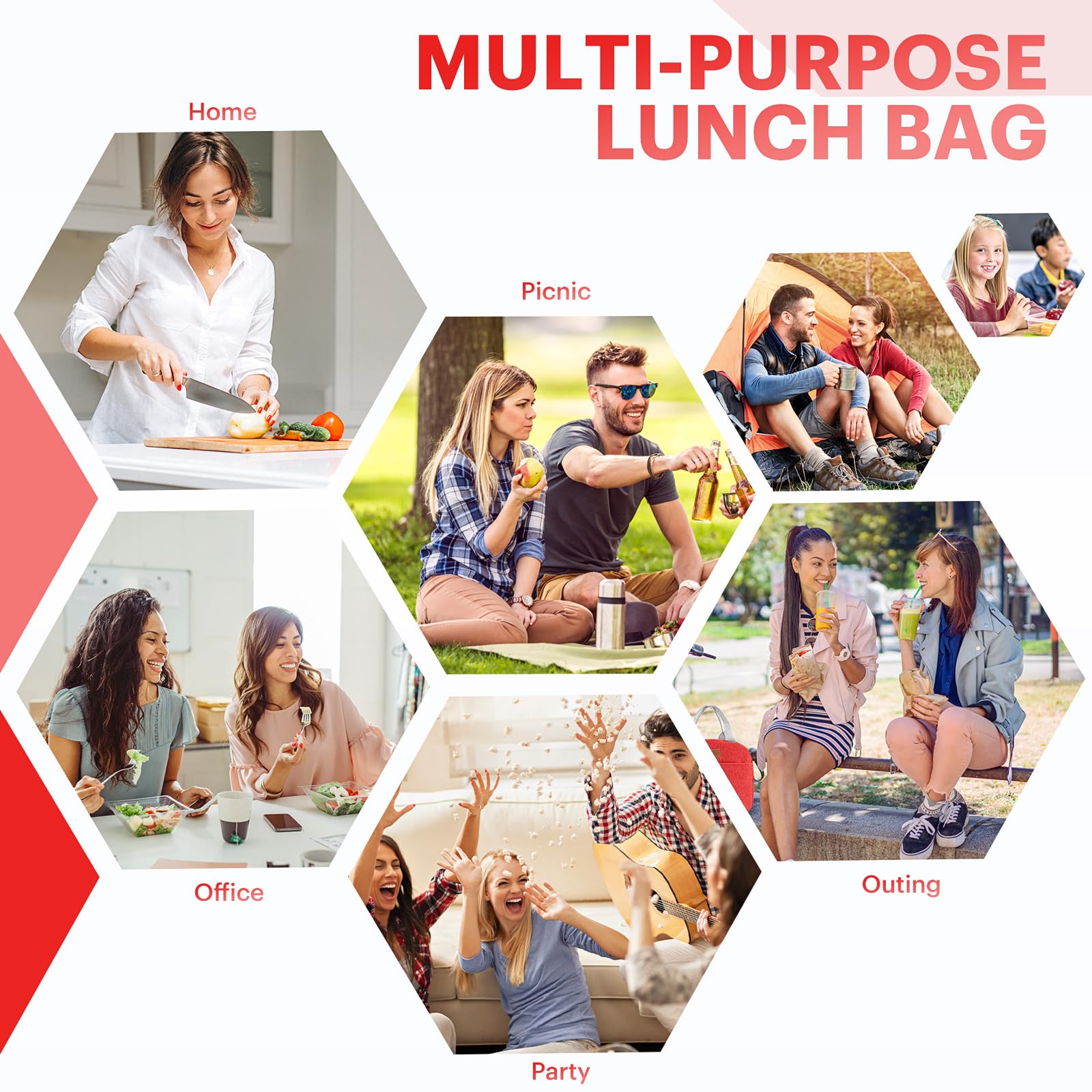 EASYFUN lunch bag 11.5 by 7 by 8.5 inches fits daily meals
