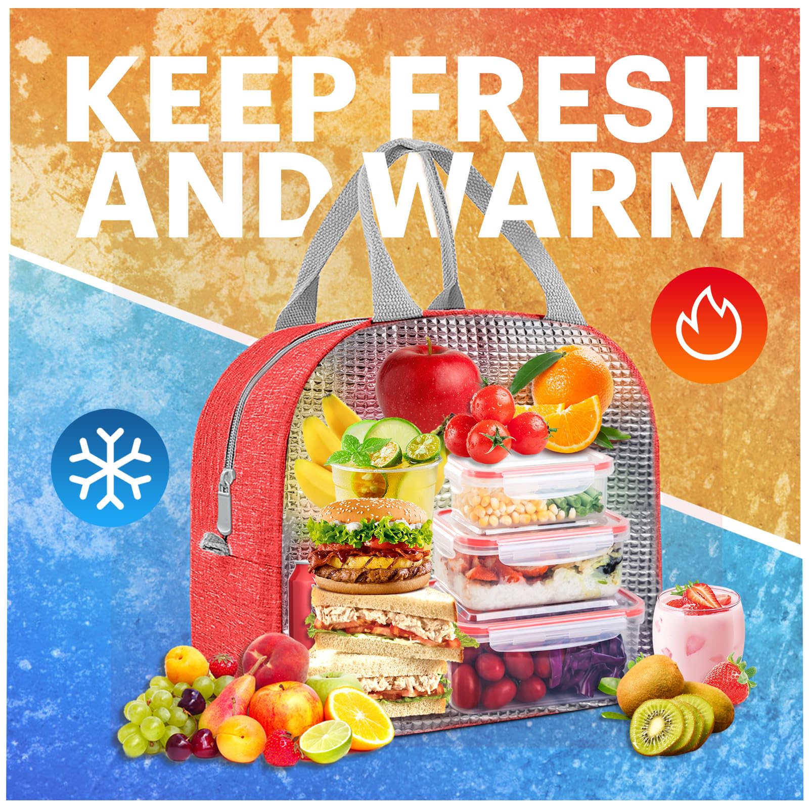 EASYFUN lunch bag durable linen handle supports heavy daily use