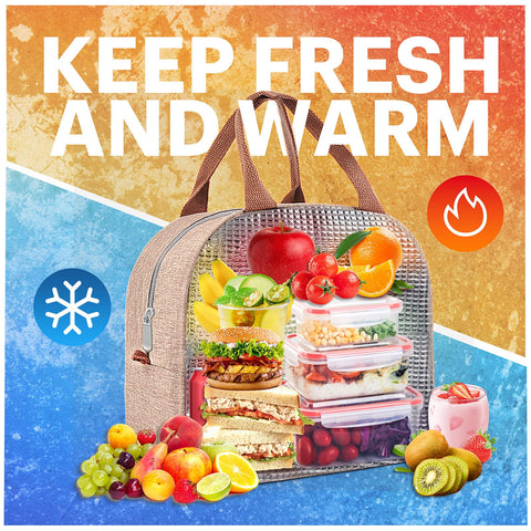 EASYFUN lunch bag durable linen handle for comfortable carrying.