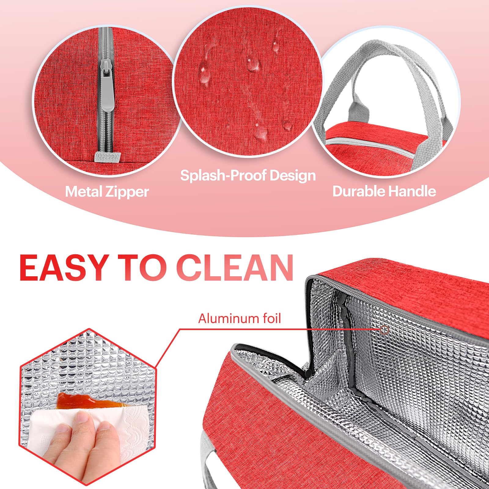 EASYFUN lunch bag thick insulation maintains cool or warm food for hours