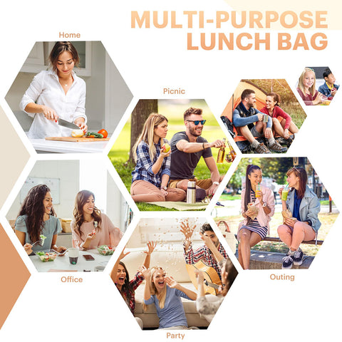 EASYFUN beige lunch bag ideal for work travel or outdoor outings