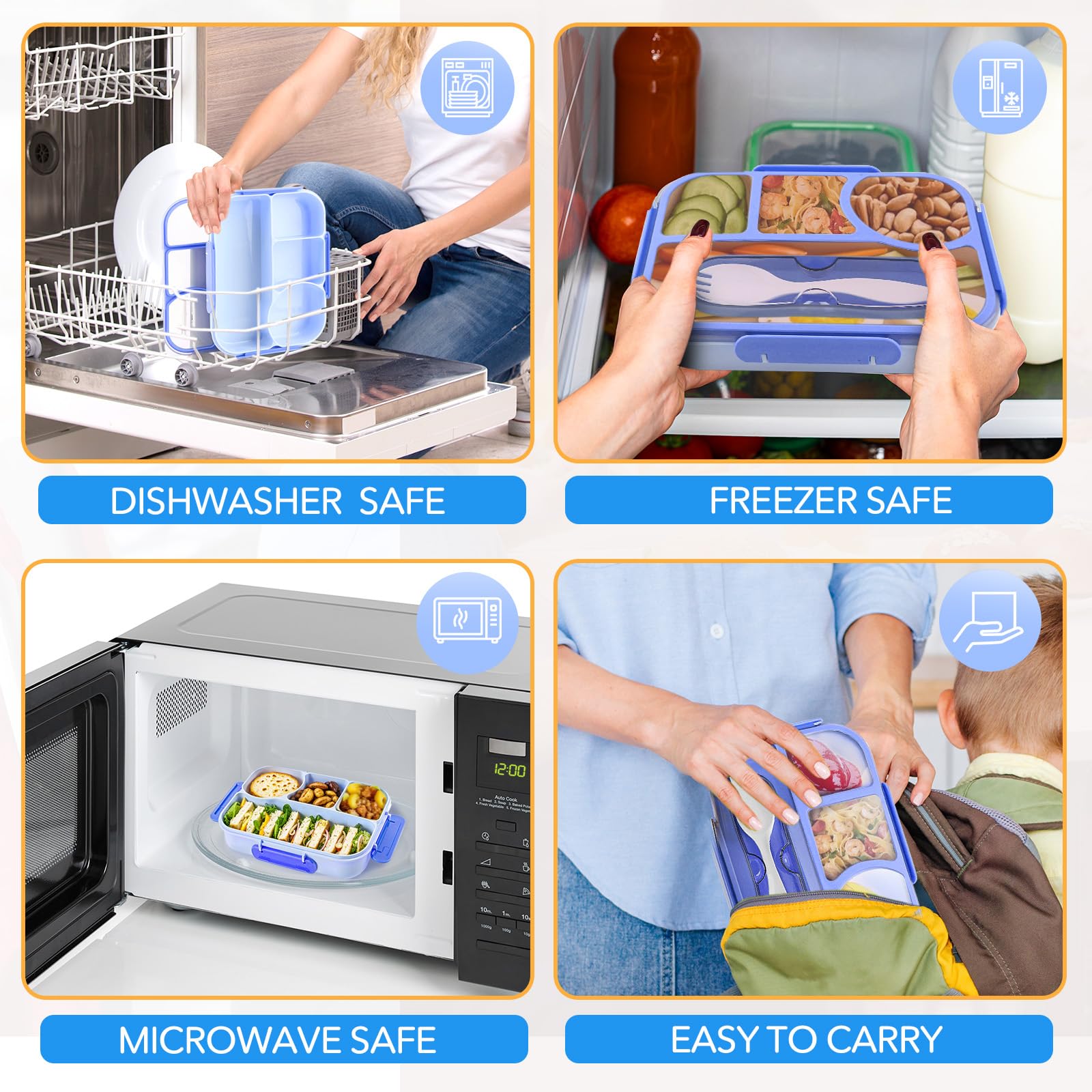 EASYFUN removable tray reheats meals in the microwave with ease.