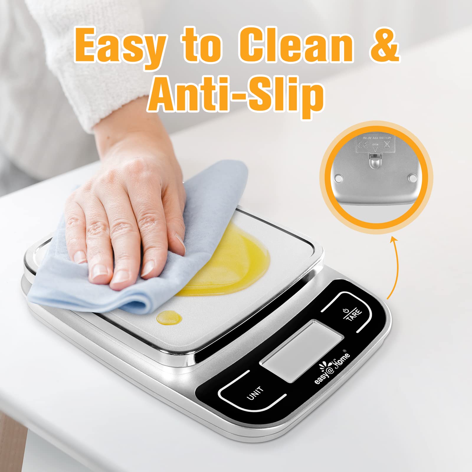 Compact design of Easy@Home digital scale with large platform